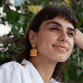 Boucles d'oreilles carrées 2 ou 3 Pépites I Dorée